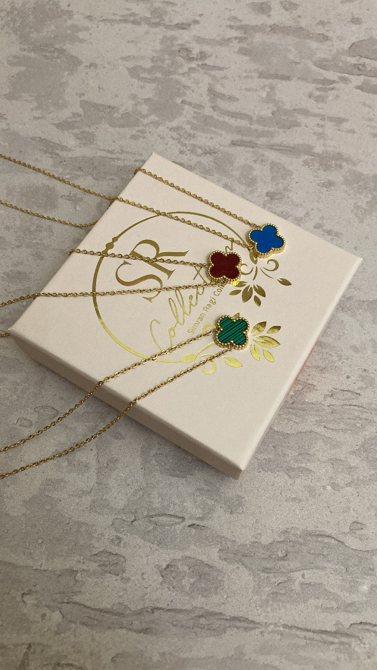 Gold Plated Blue Gold Single Clover Necklace (ST830)