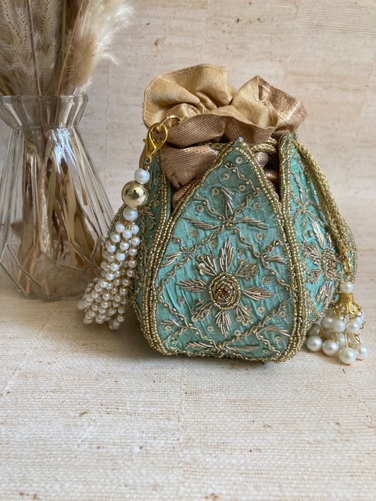 Jasleen (Potli Bag) (Mint Green) (ST270)