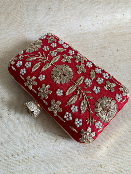 Alina (Rectangular Clutch) (Red) (ST859)