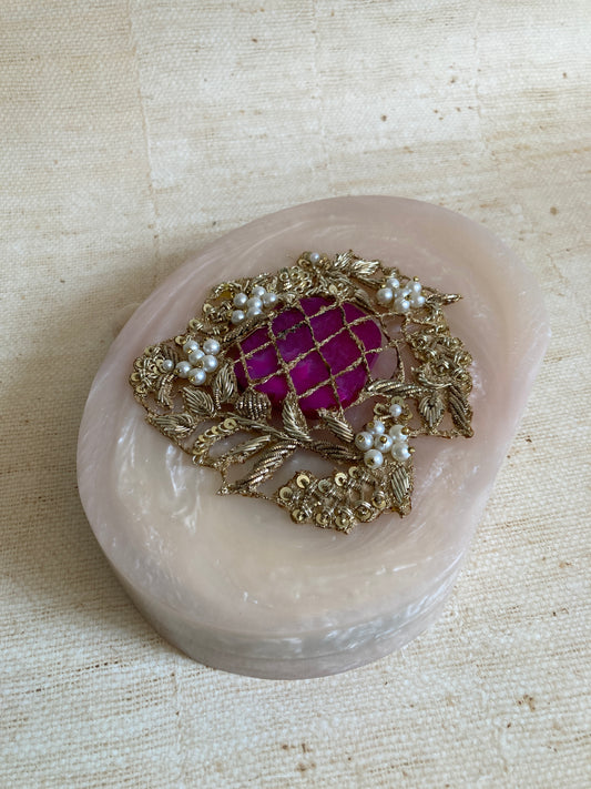 Maha (Luxury Hand Poured Resin Oval Clutch) (ST265) (Pink)