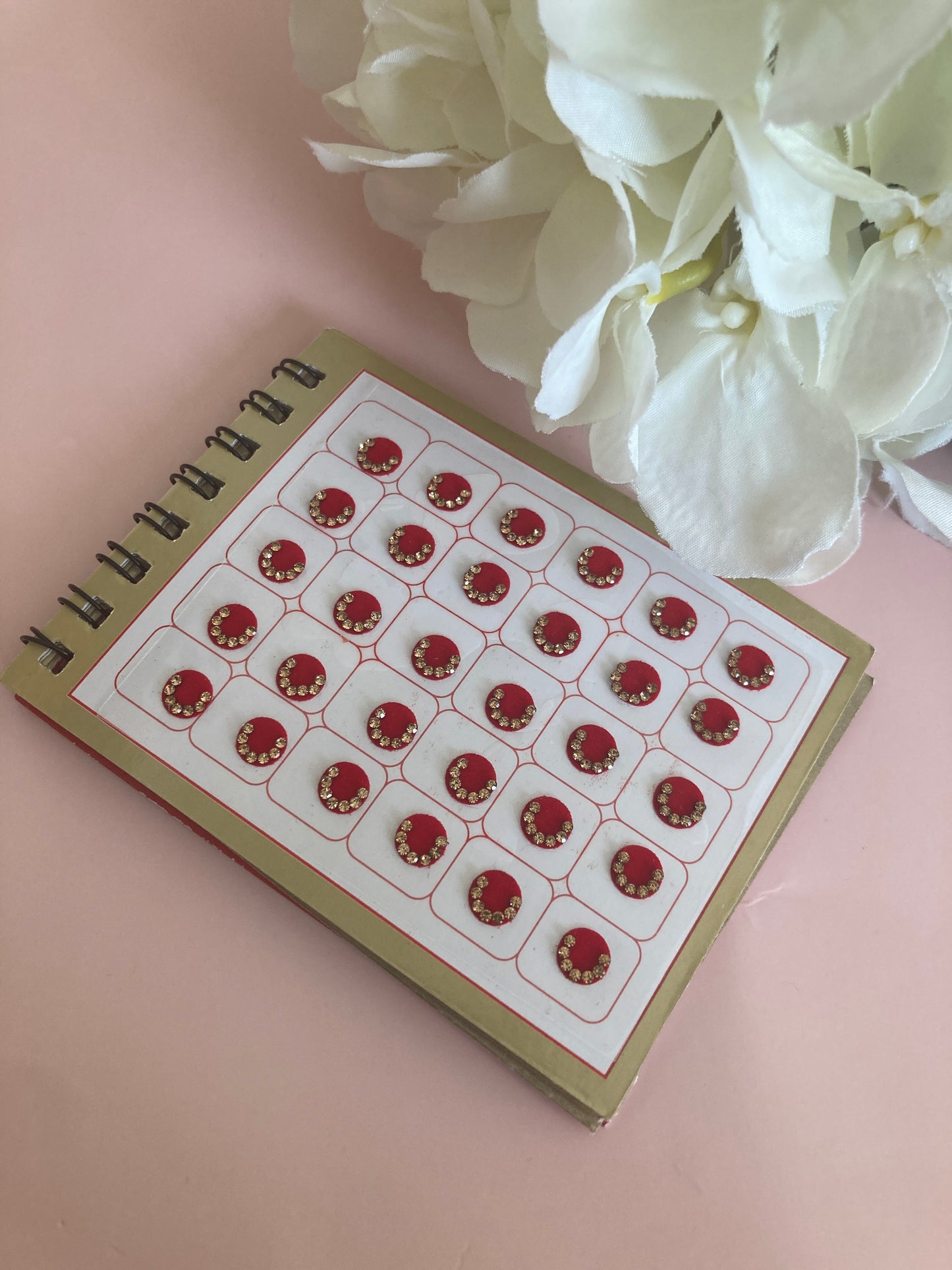 Half Moon Stone Assorted Colours 120 Bindi Booklet (ST852) (7 Inch Bindis)