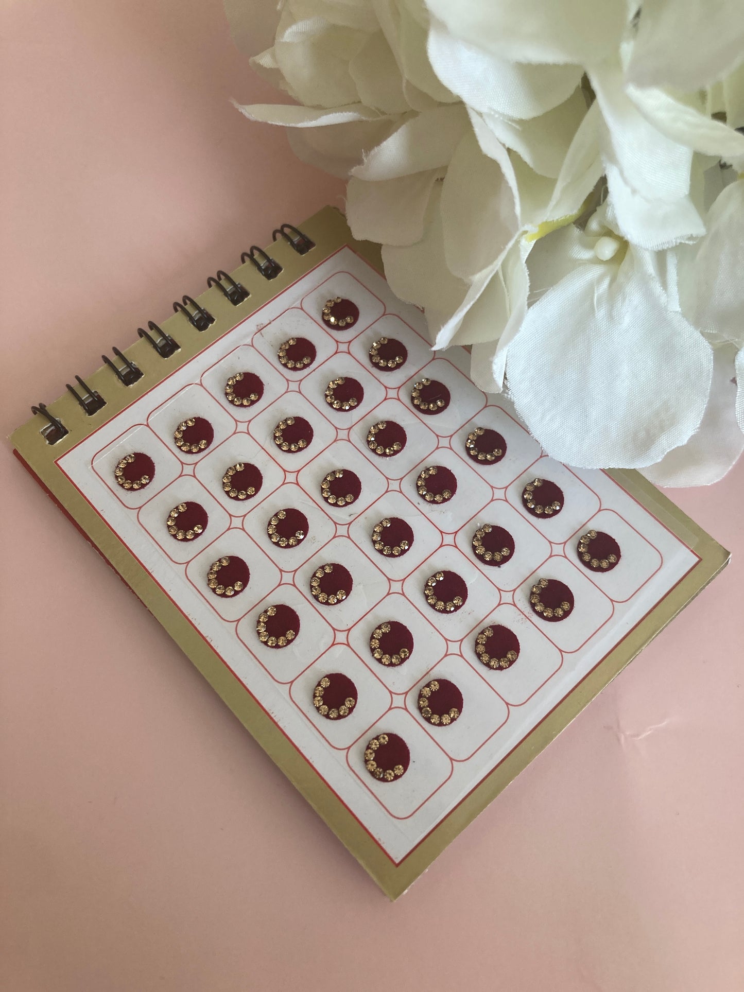 Half Moon Stone Assorted Colours 120 Bindi Booklet (ST852) (7 Inch Bindis)