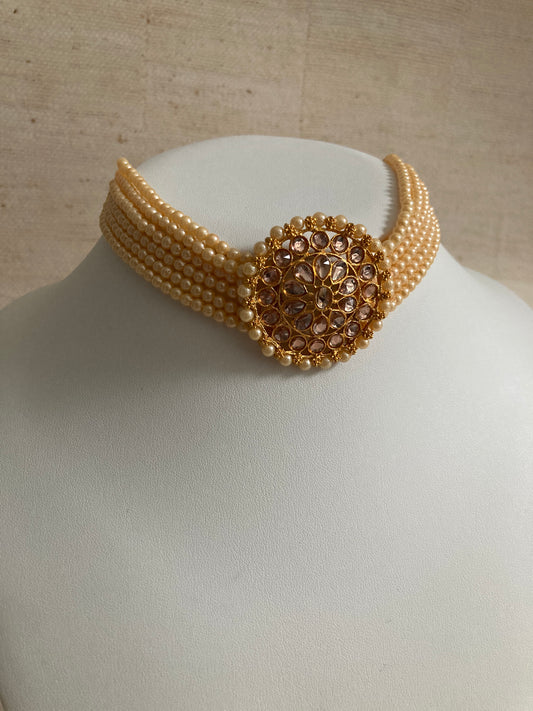Noora Gold Plated Pearl Choker Set (ST856)