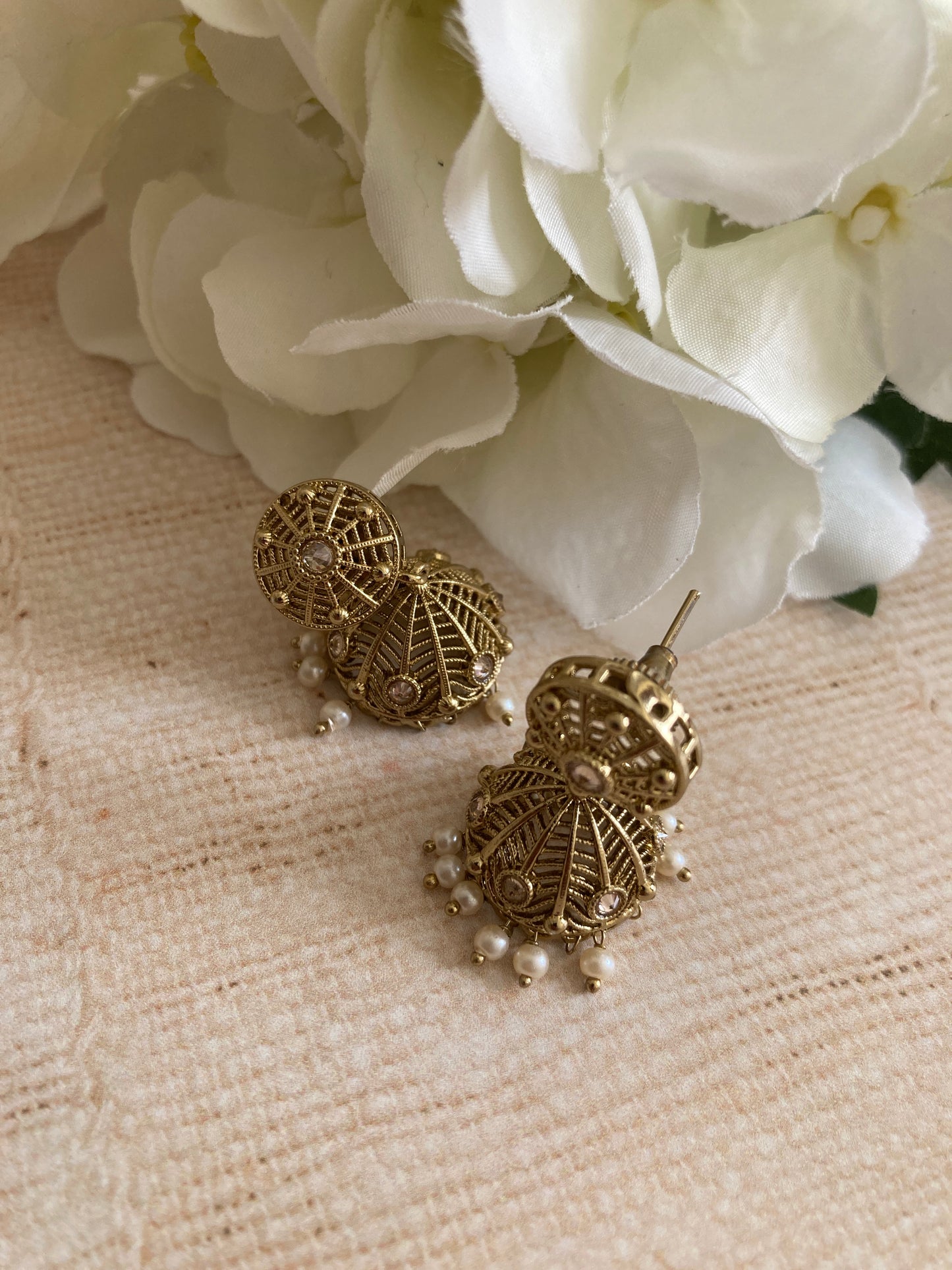 Antique Gold Small Jhumki Earrings (ST1082)