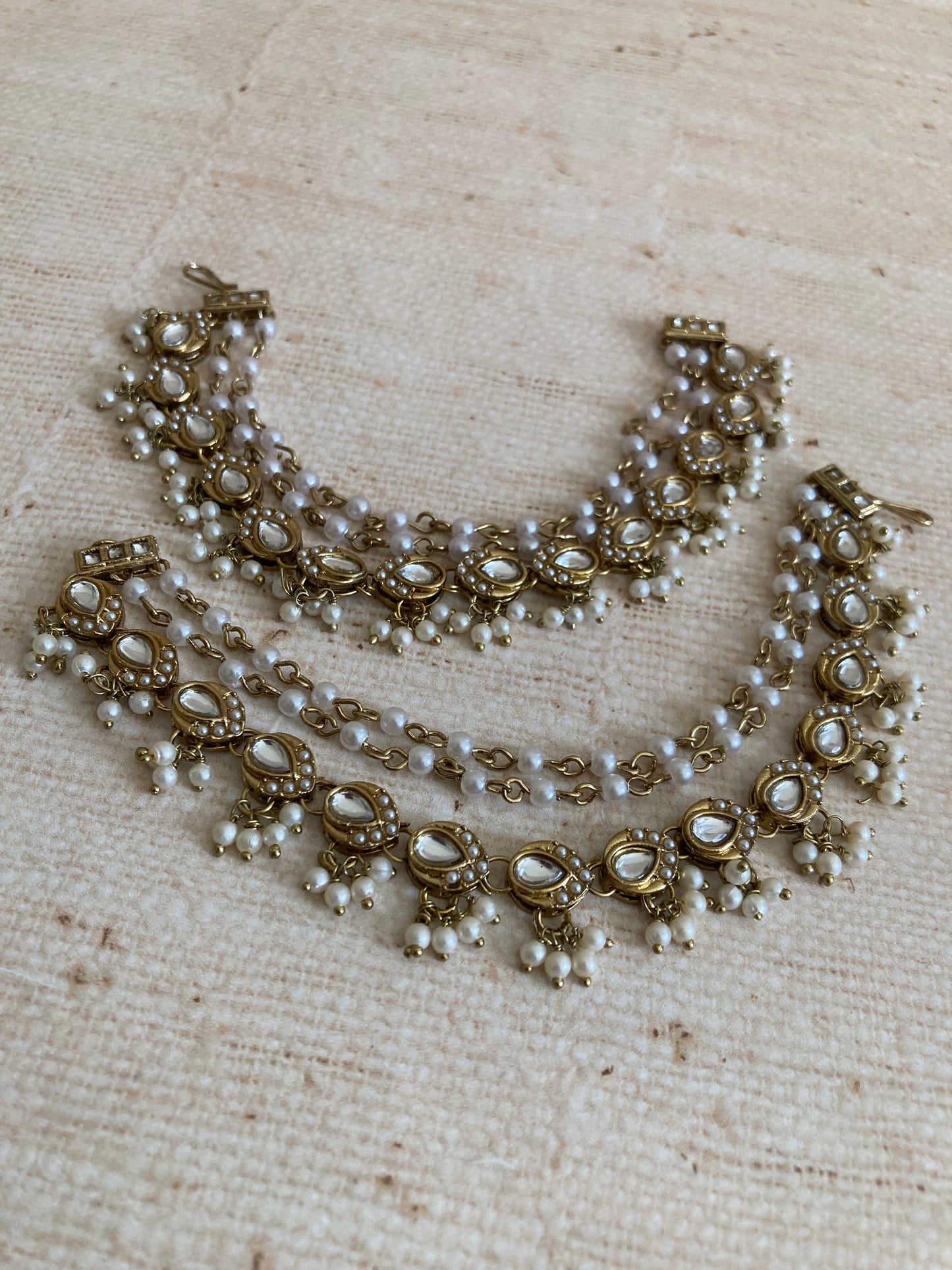 Antique Gold Plated Pearl Ear Chains/Kaan Chain (ST1088)
