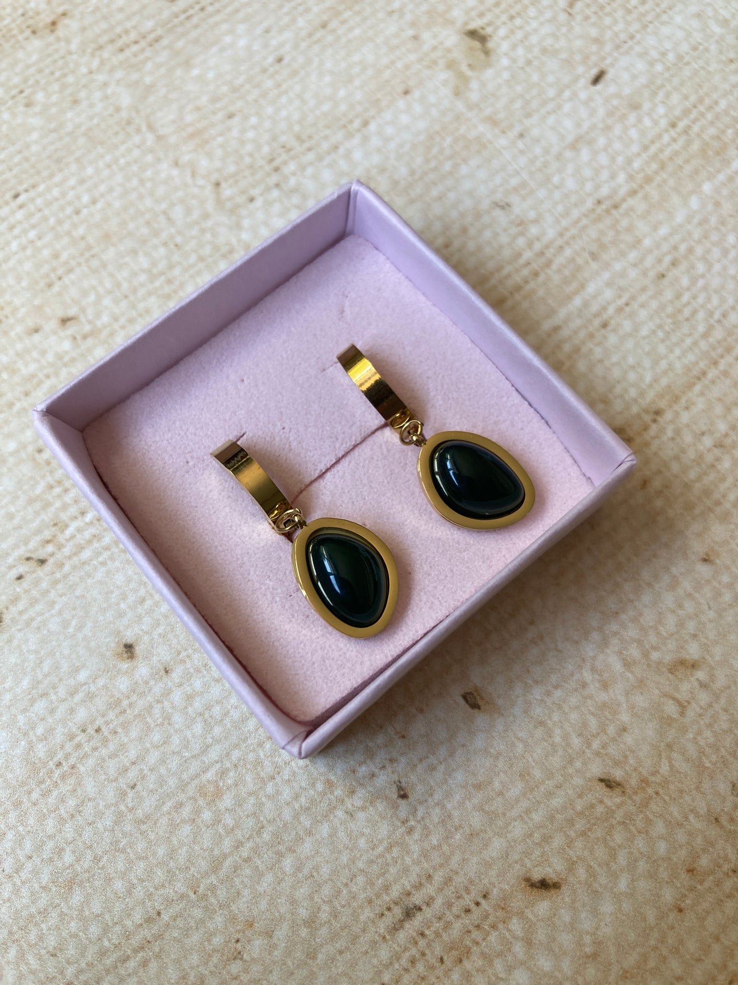 Dangle Hoop Emerald Green Earrings (ST1067)
