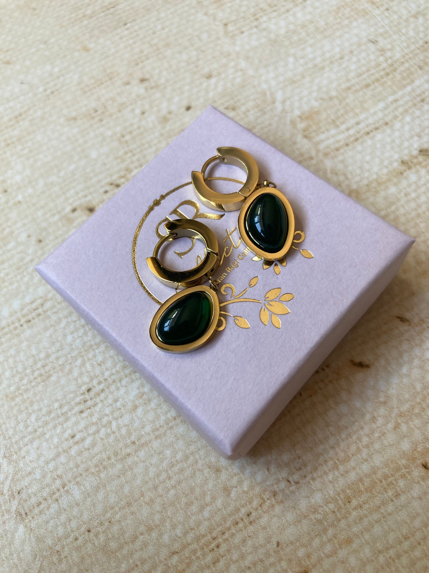 Dangle Hoop Emerald Green Earrings (ST1067)