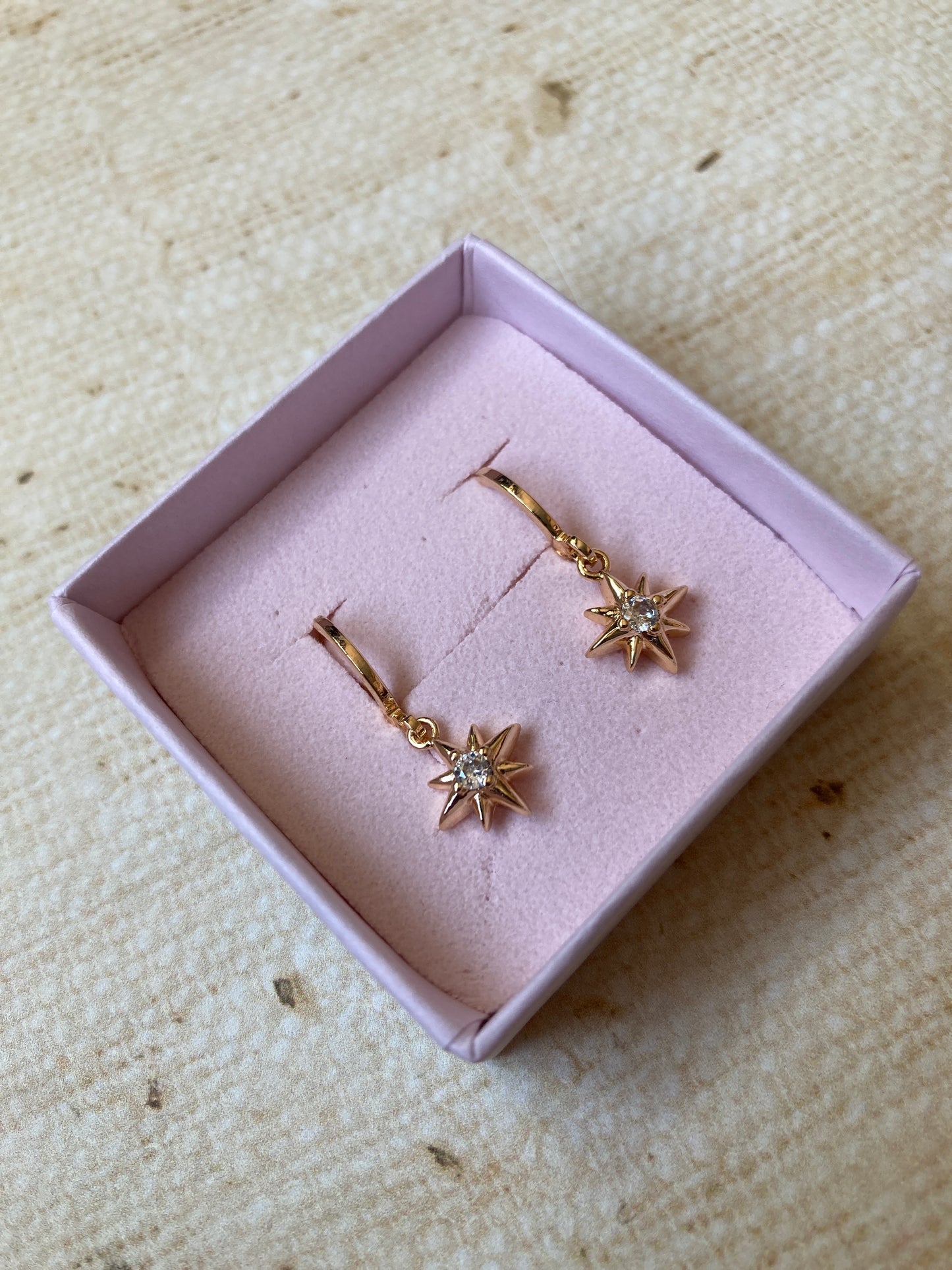 Gold Plated Dainty Star Drop Earrings (ST1068)