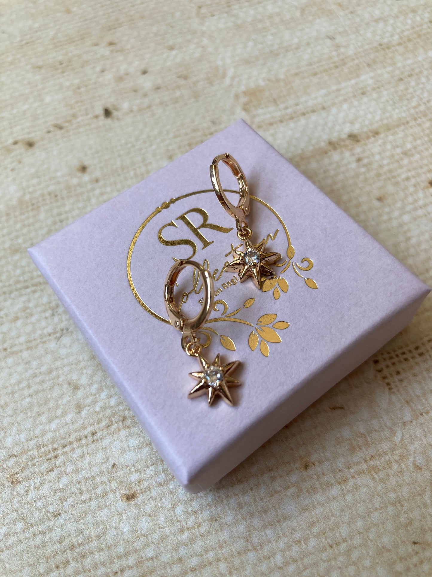 Gold Plated Dainty Star Drop Earrings (ST1068)