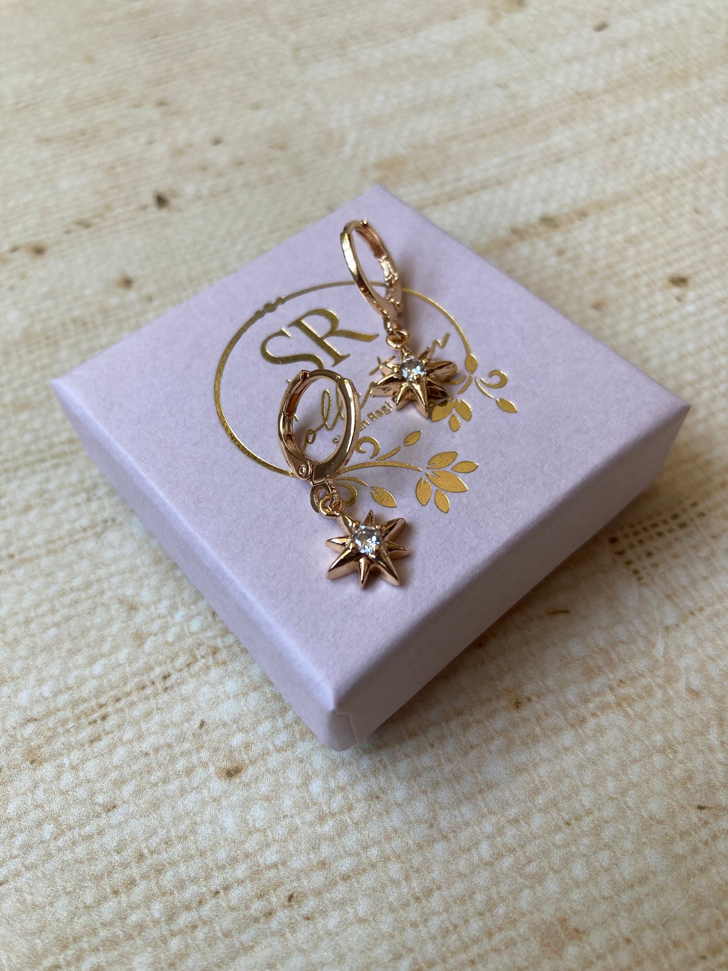 Gold Plated Dainty Star Drop Earrings (ST1068)