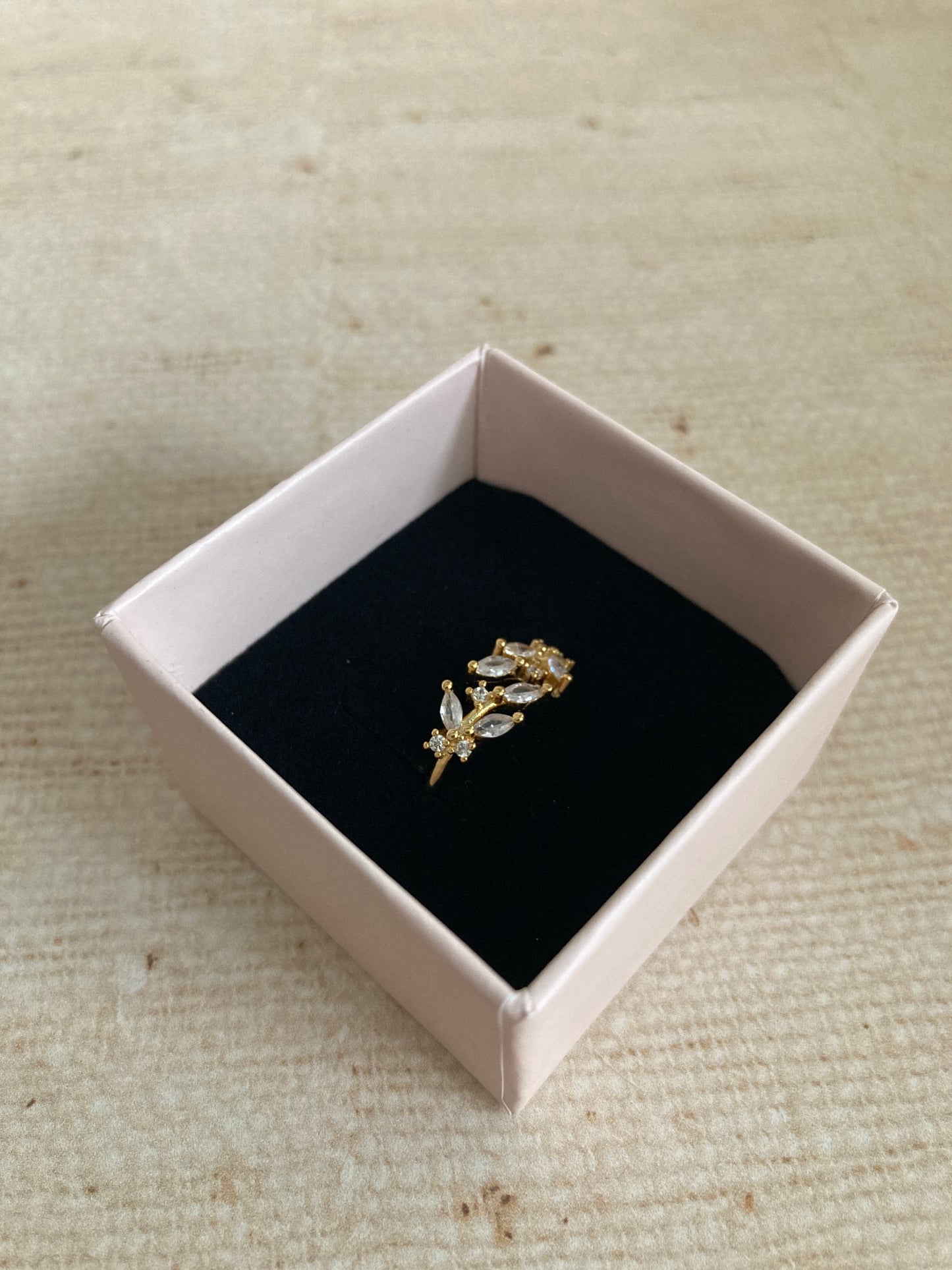 18K Gold Adjustable Dainty Leaf Ring