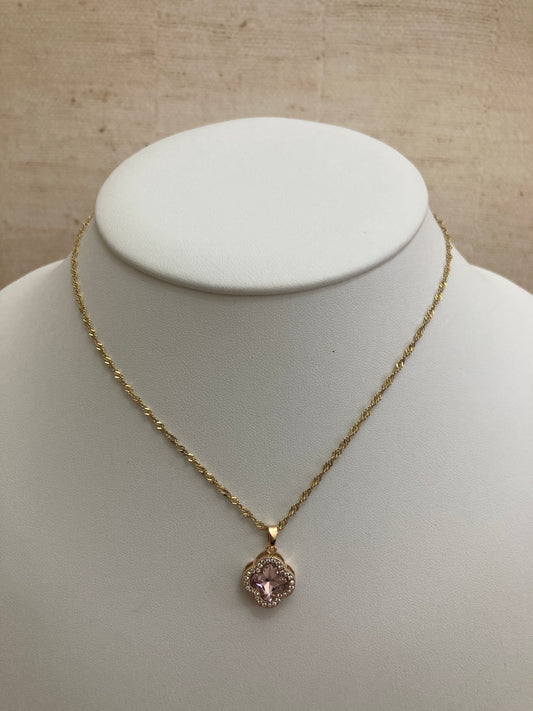 Adina Clover Pendant Necklace(ST373) (Pink)