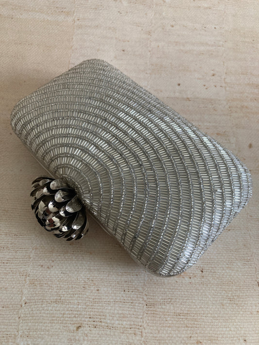 Adele (Rectangular Clutch) (Silver) (ST291)