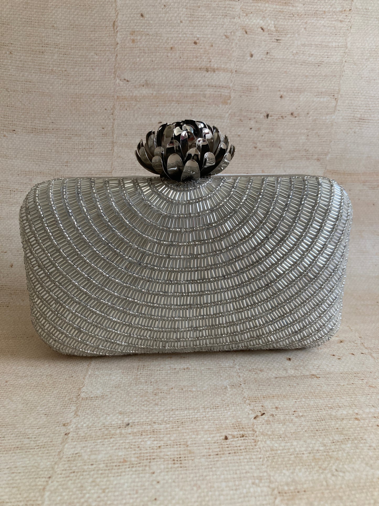 Adele (Rectangular Clutch) (Silver) (ST291)