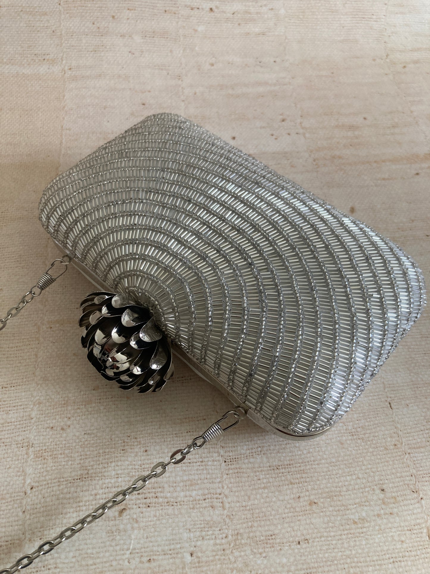 Adele (Rectangular Clutch) (Silver) (ST291)