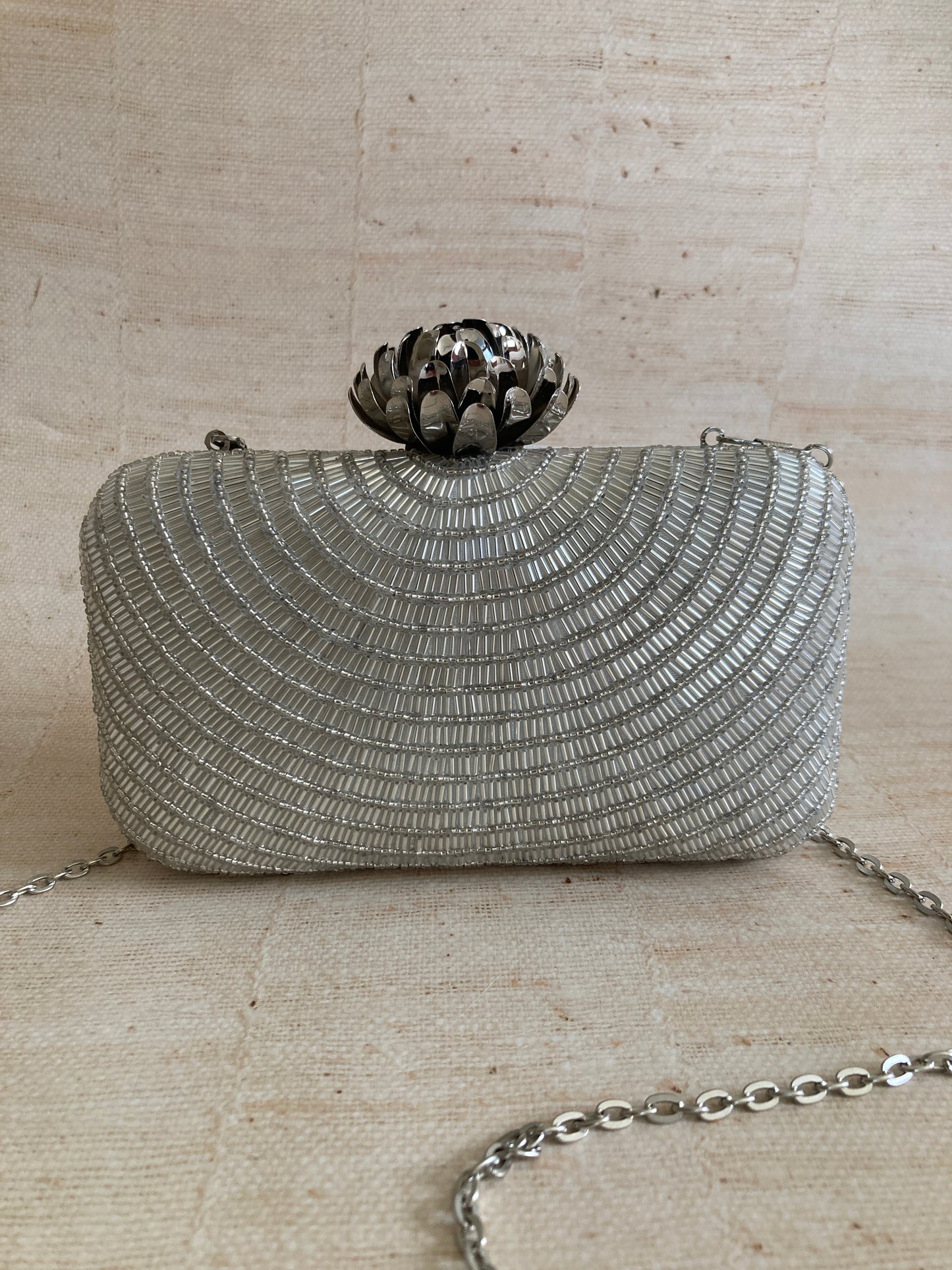 Adele (Rectangular Clutch) (Silver) (ST291)