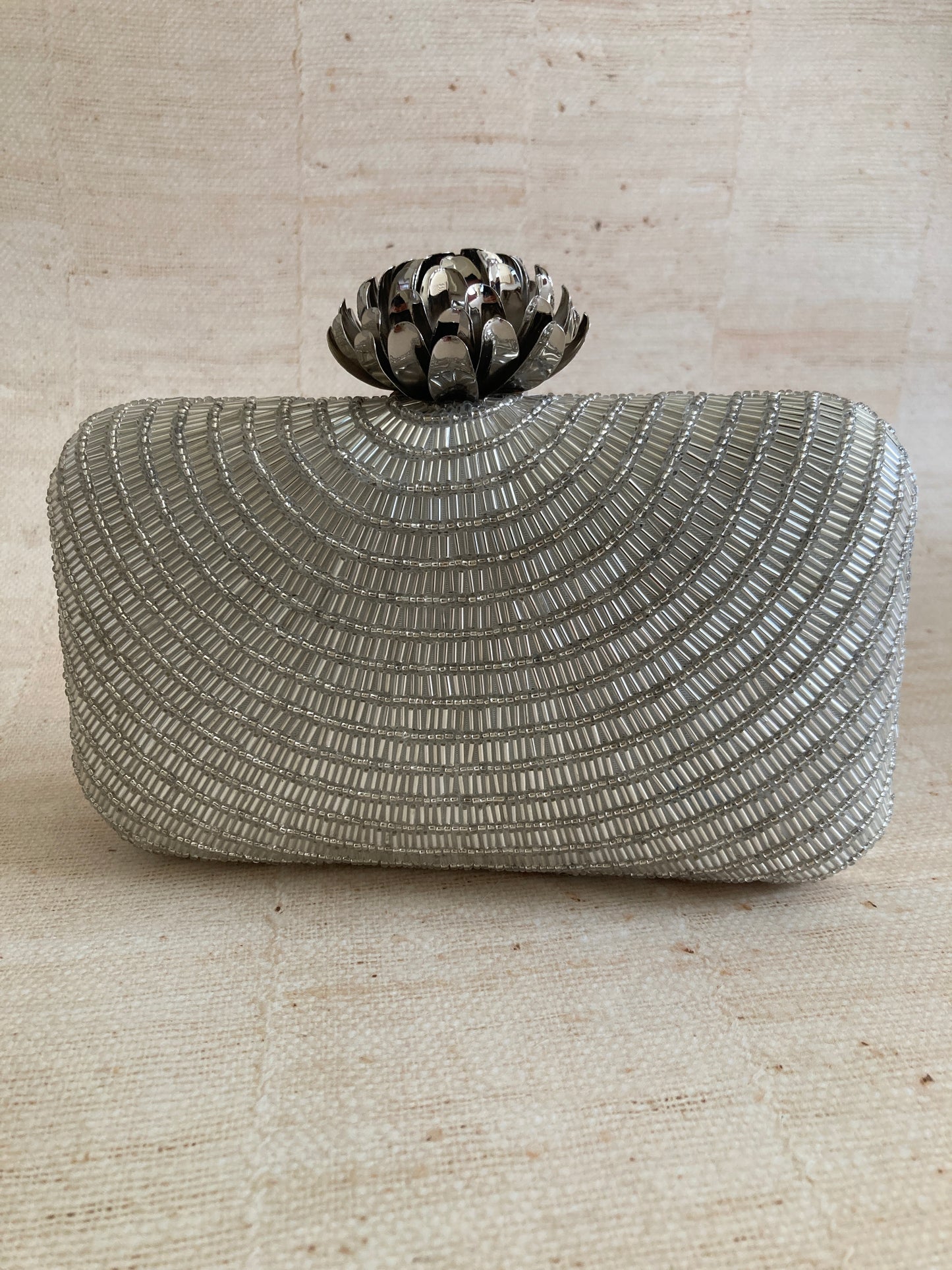 Adele (Rectangular Clutch) (Silver) (ST291)
