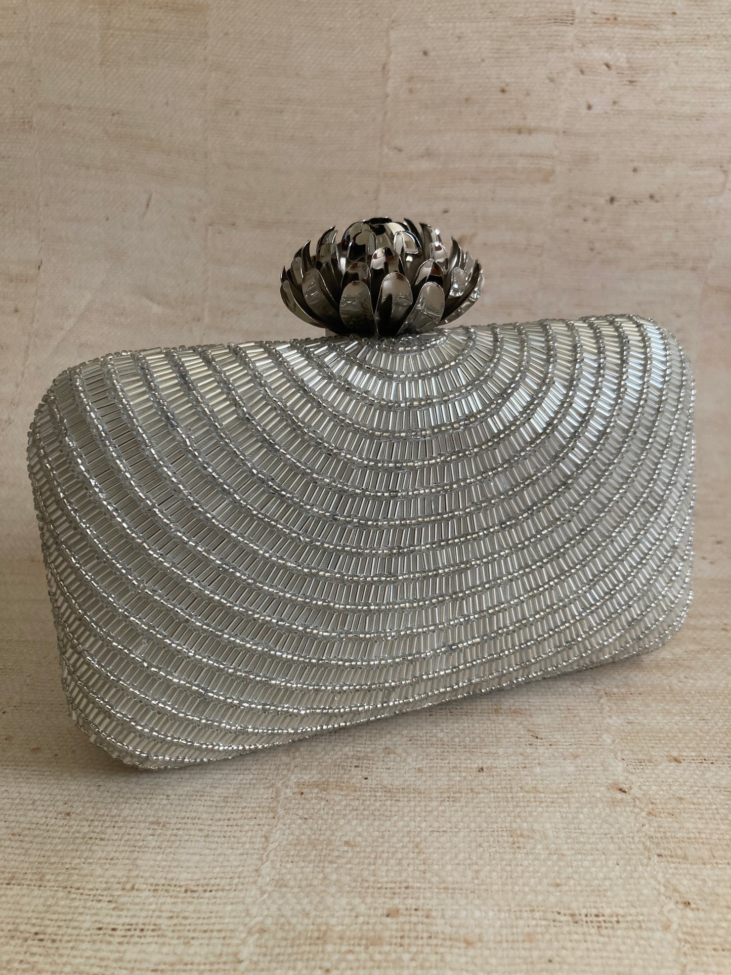 Adele (Rectangular Clutch) (Silver) (ST291)