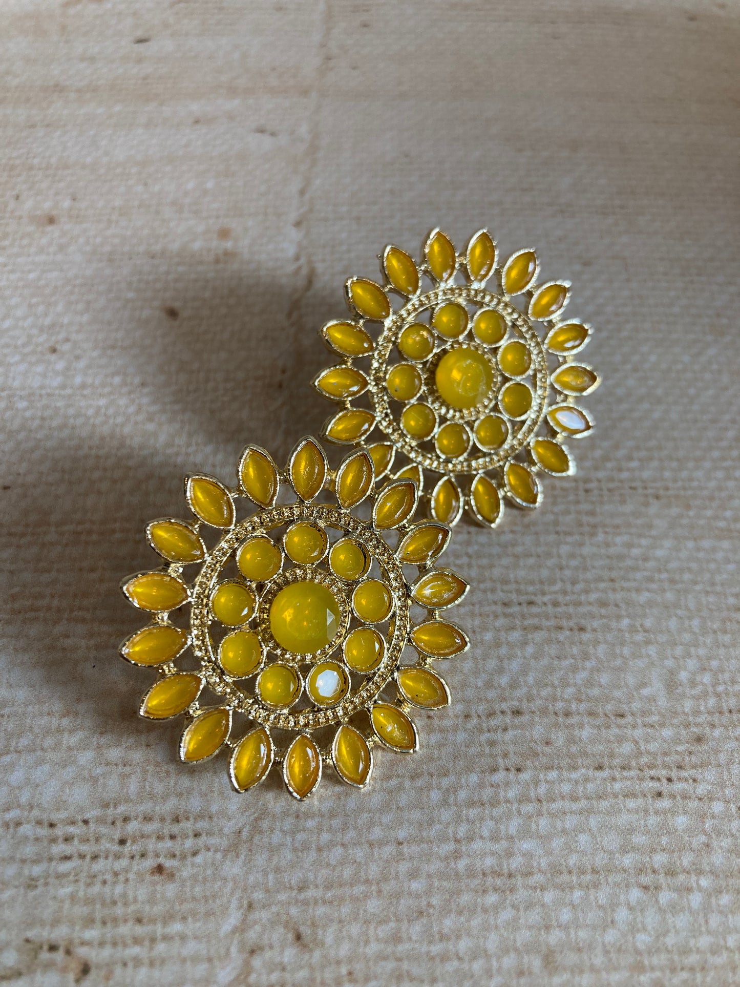 Yellow Riya Iridescent Stud Earrings (ST242)