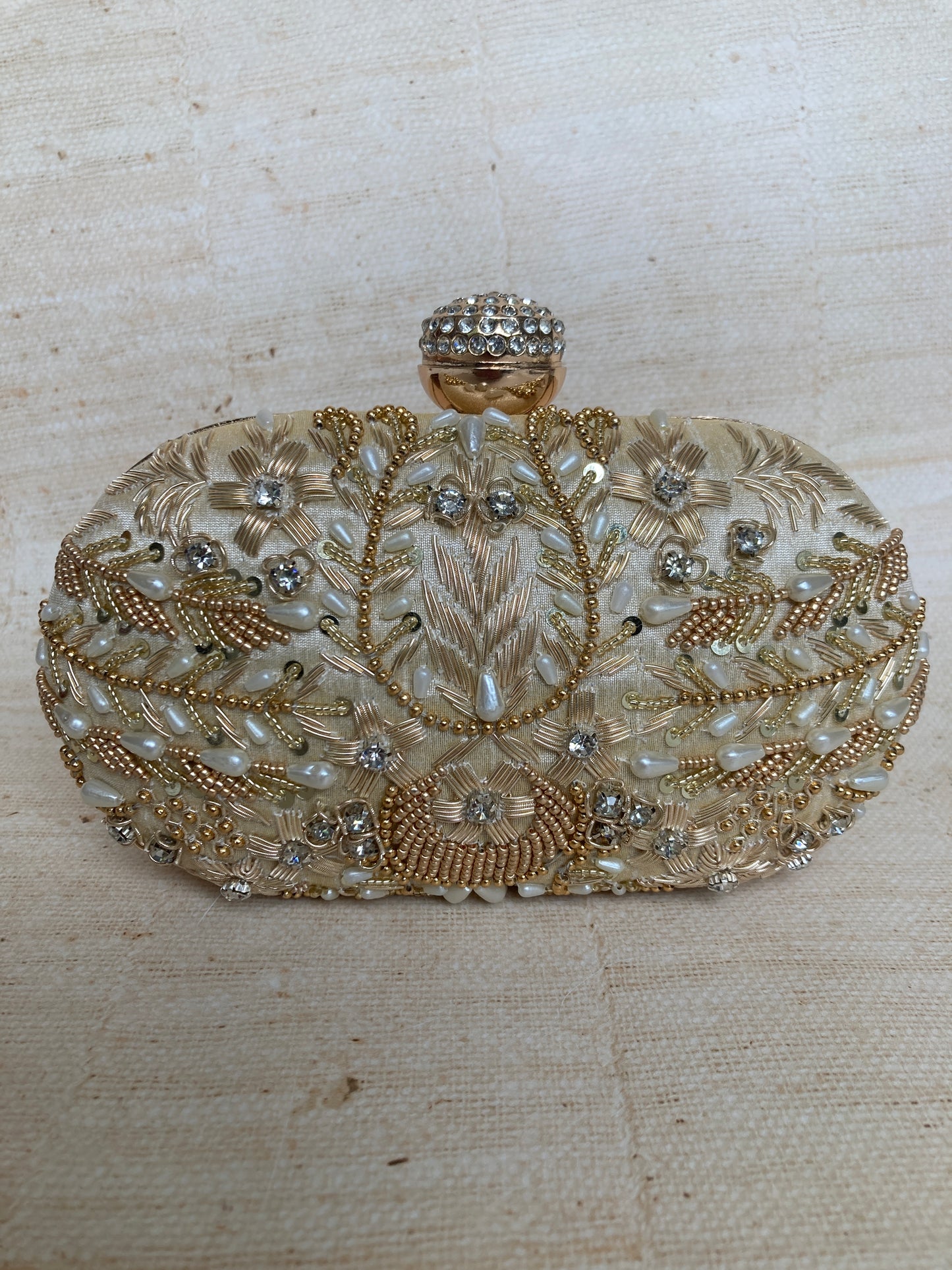 SALE Ambrose Oval Pearl Clutch (Gold)(ST266)