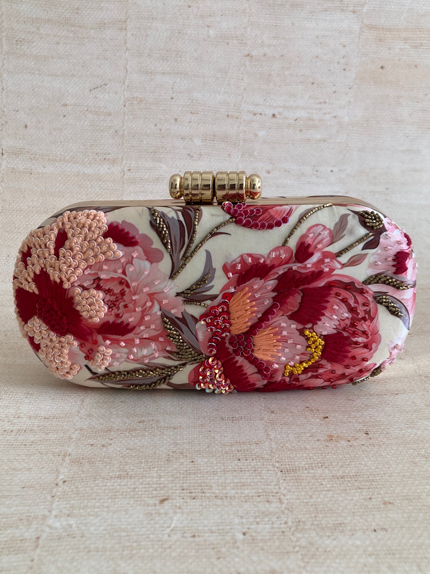 Ilima Floral Oval Clutch (ST1074) (Pink Multicoloured)
