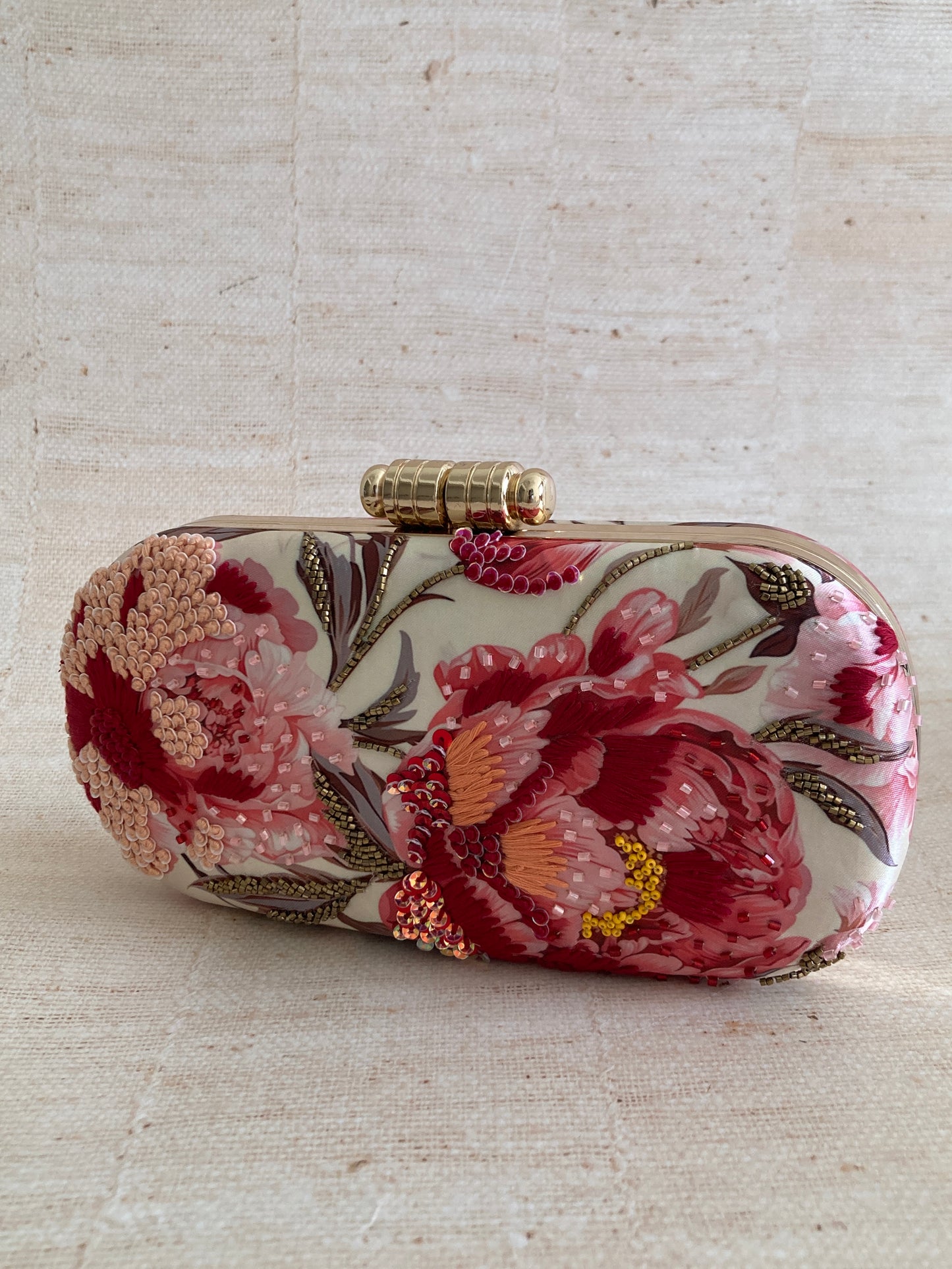 Ilima Floral Oval Clutch (ST1074) (Pink Multicoloured)