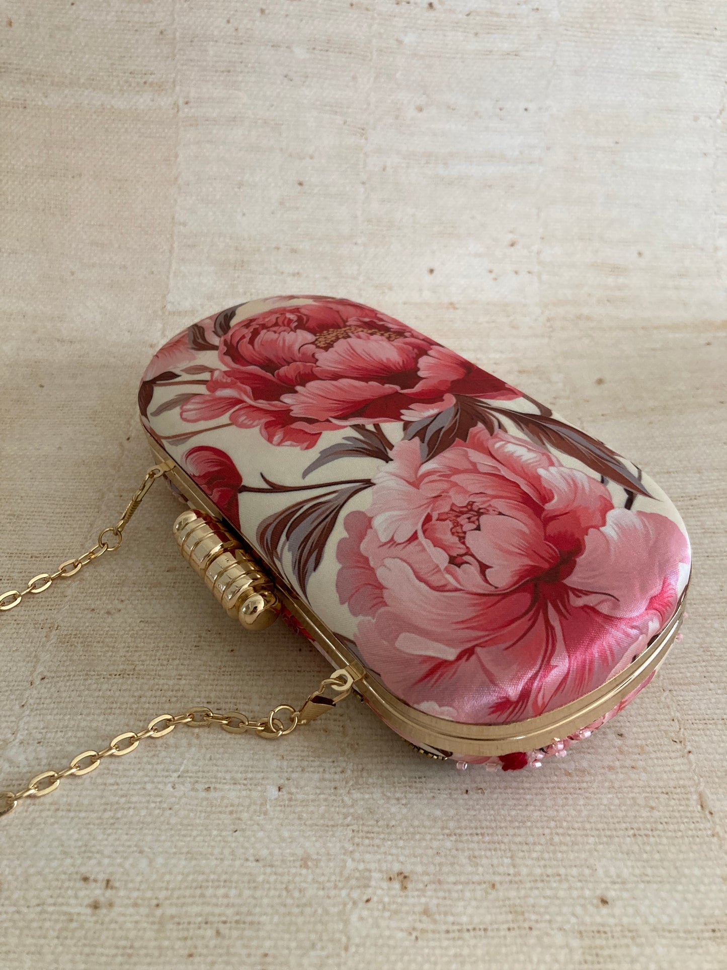 Ilima Floral Oval Clutch (ST1074) (Pink Multicoloured)