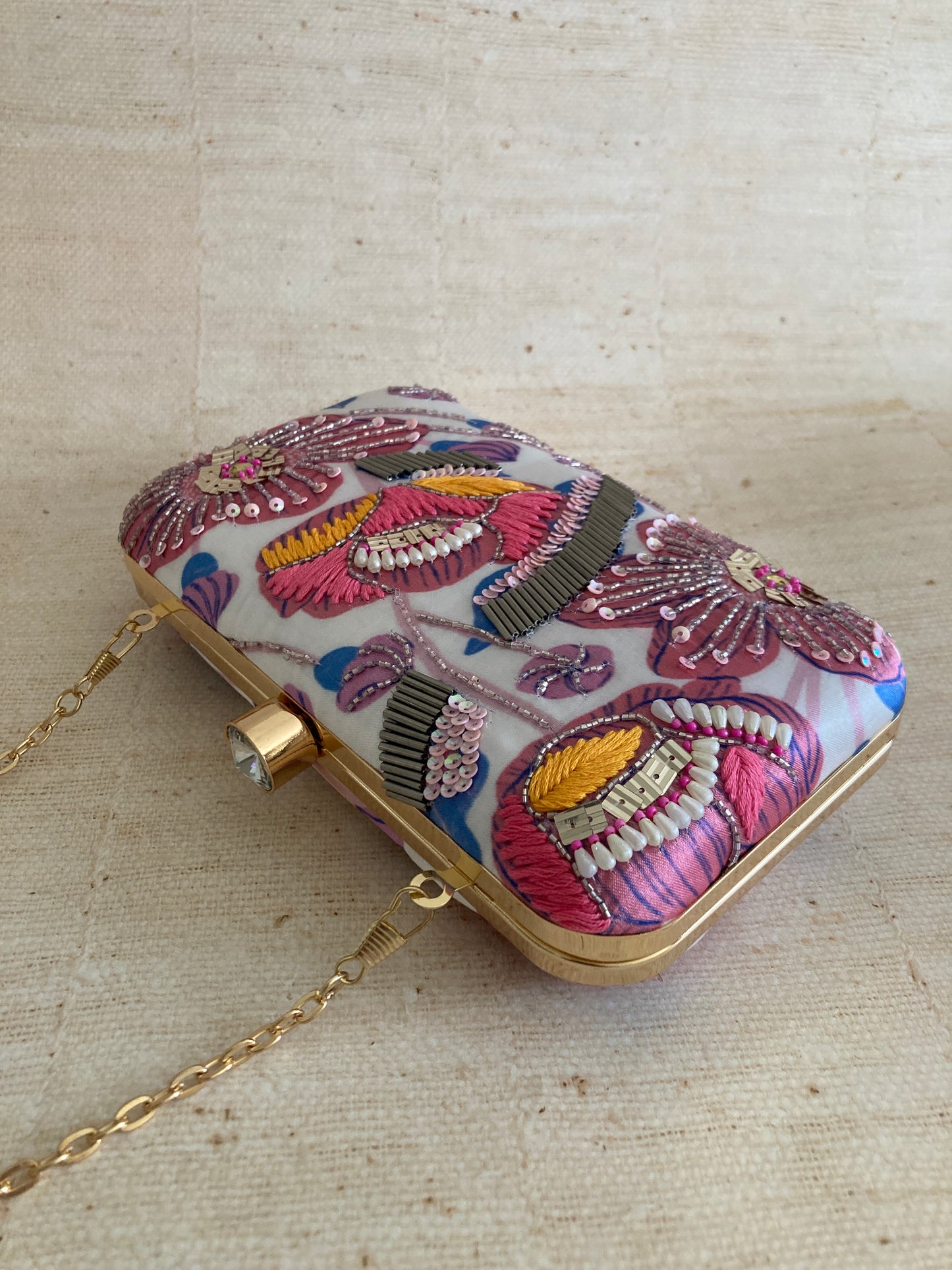 Eden Floral Rectangular Clutch (ST1071) (Pink Multicoloured)