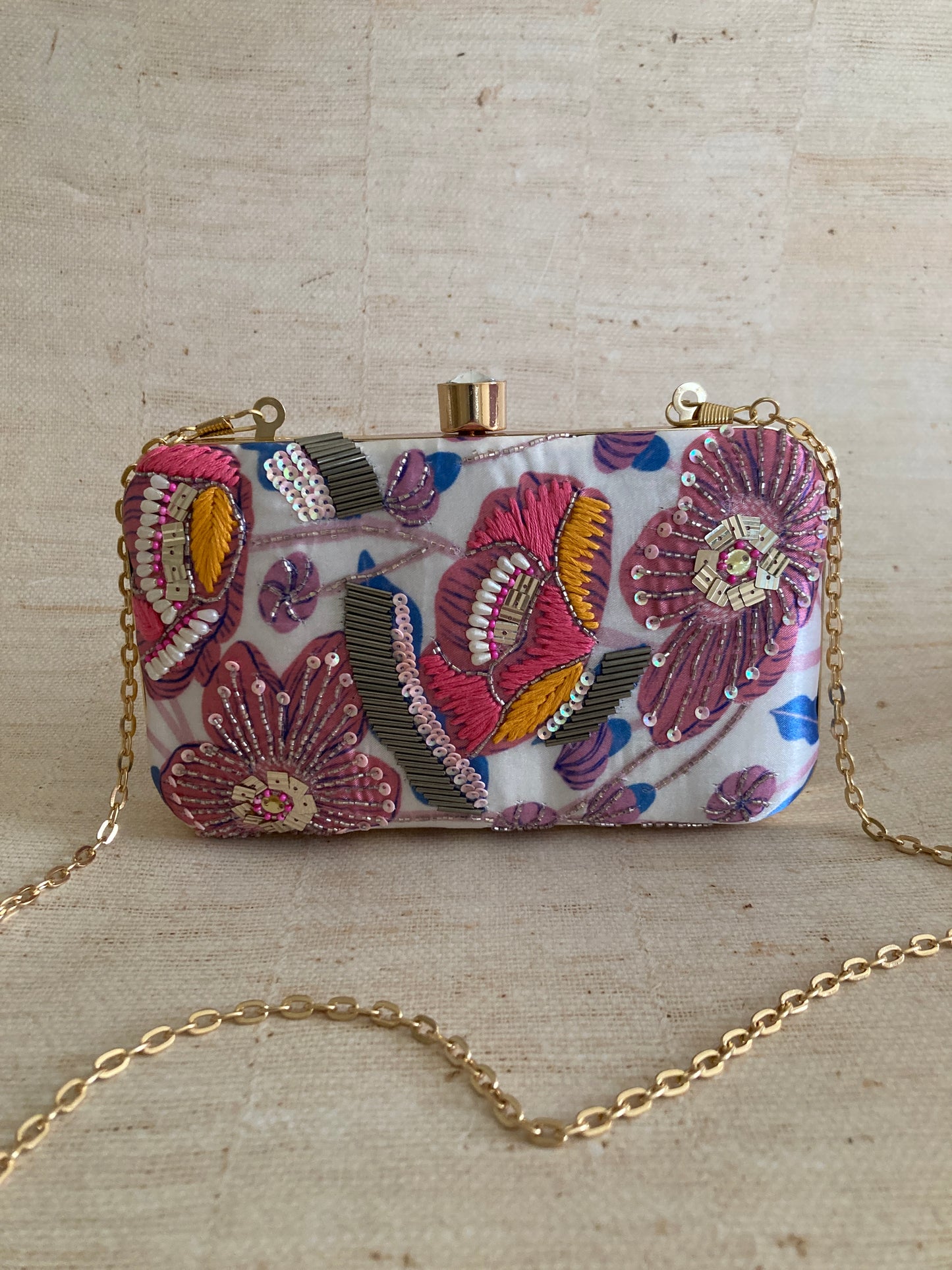 Eden Floral Rectangular Clutch (ST1071) (Pink Multicoloured)