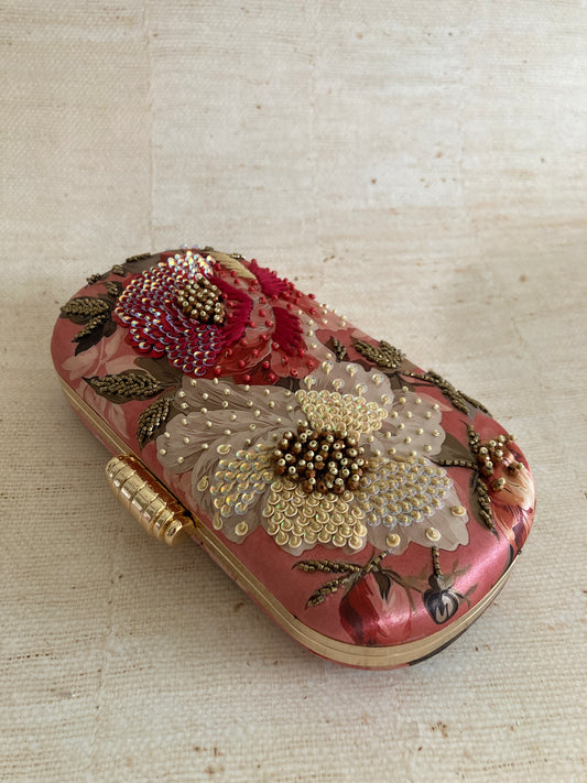 Alyssa Floral Oval Clutch (ST1073) (Pink Multicoloured)