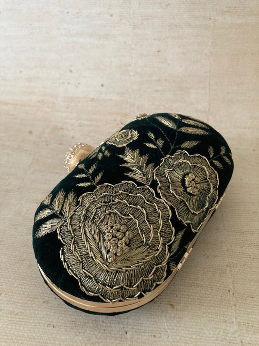 Mehar Oval Clutch (ST1077) (Emerald Green)