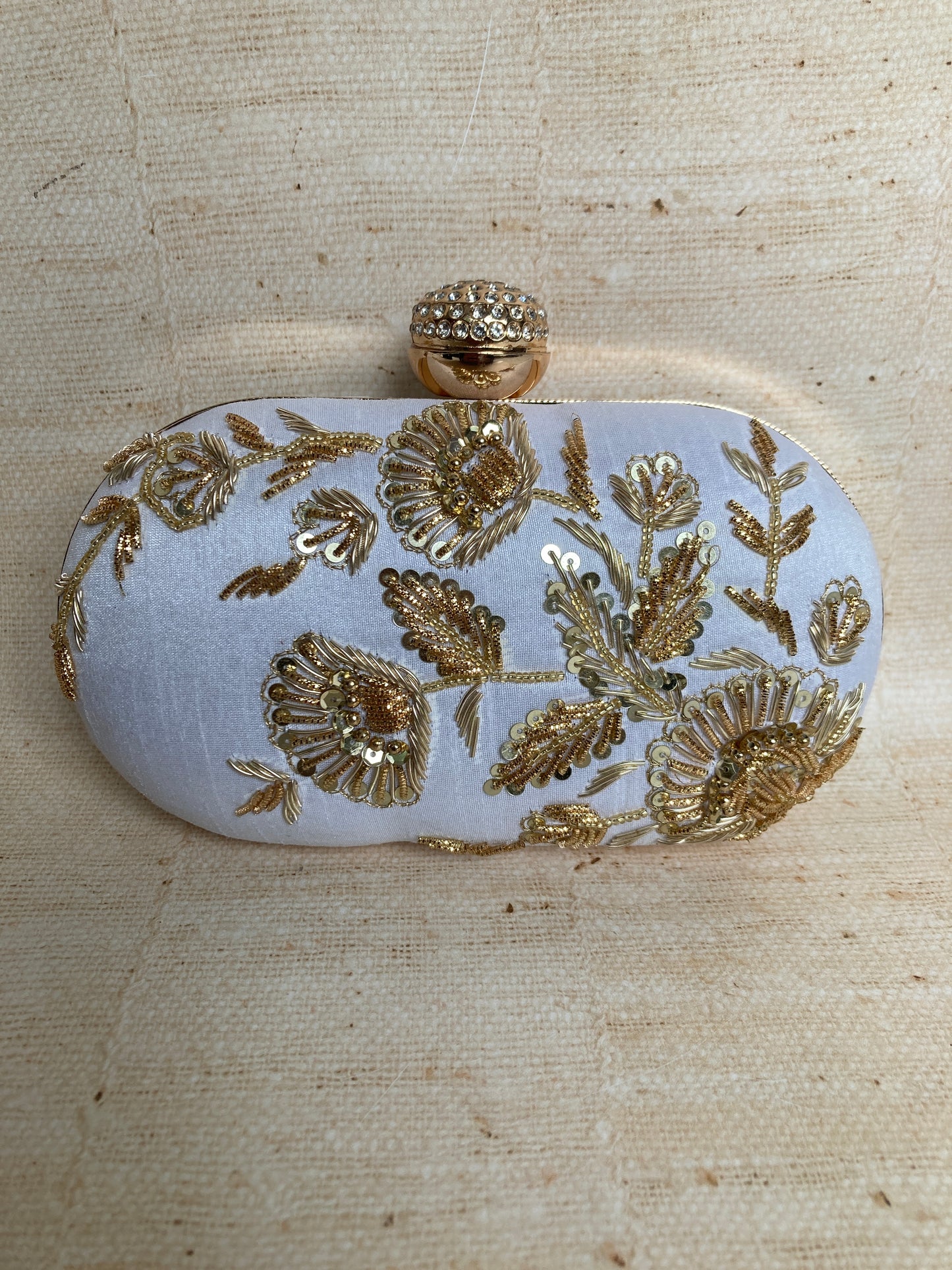Avneet Oval Clutch (ST1076) (Off White)