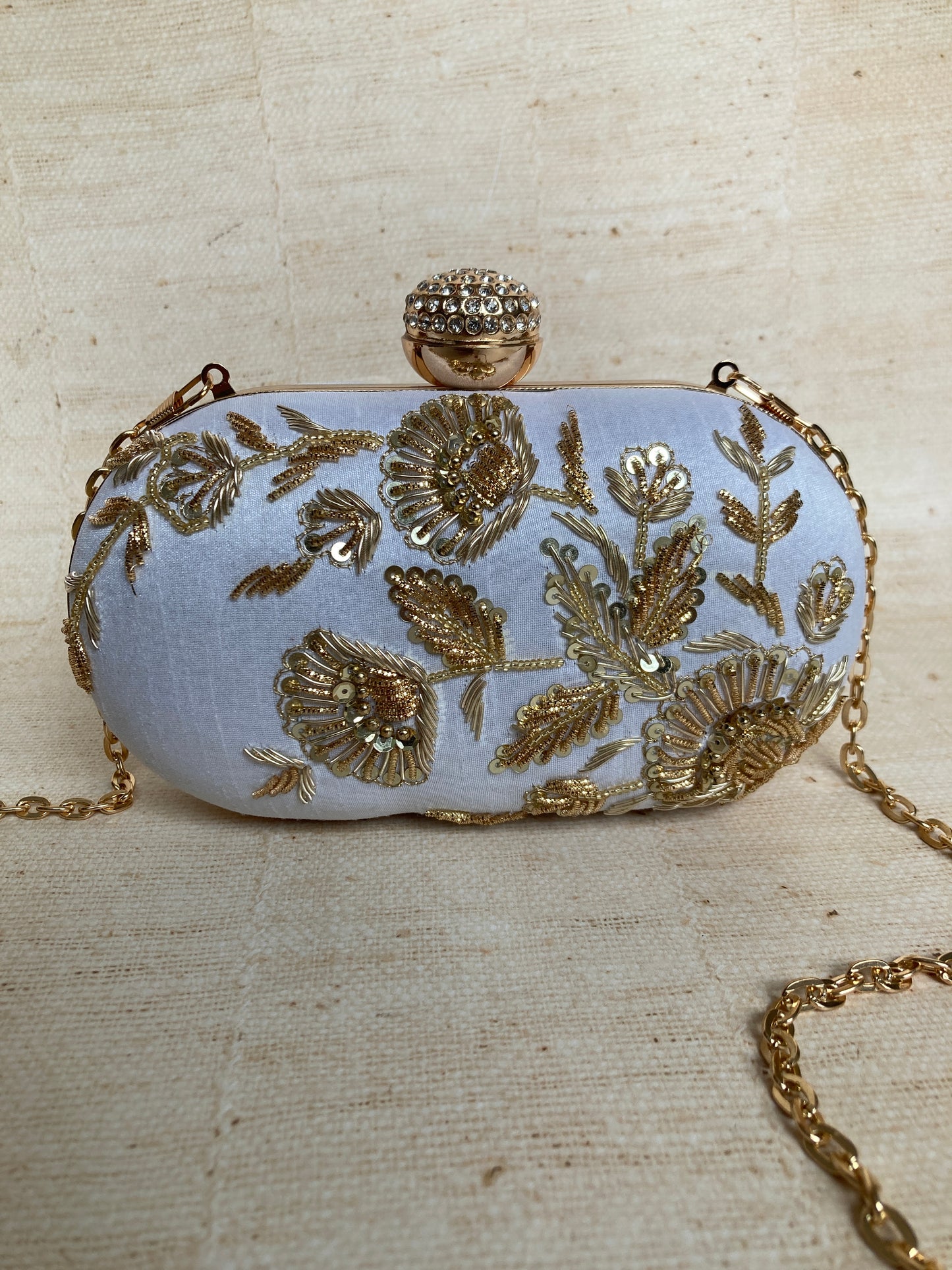 Avneet Oval Clutch (ST1076) (Off White)