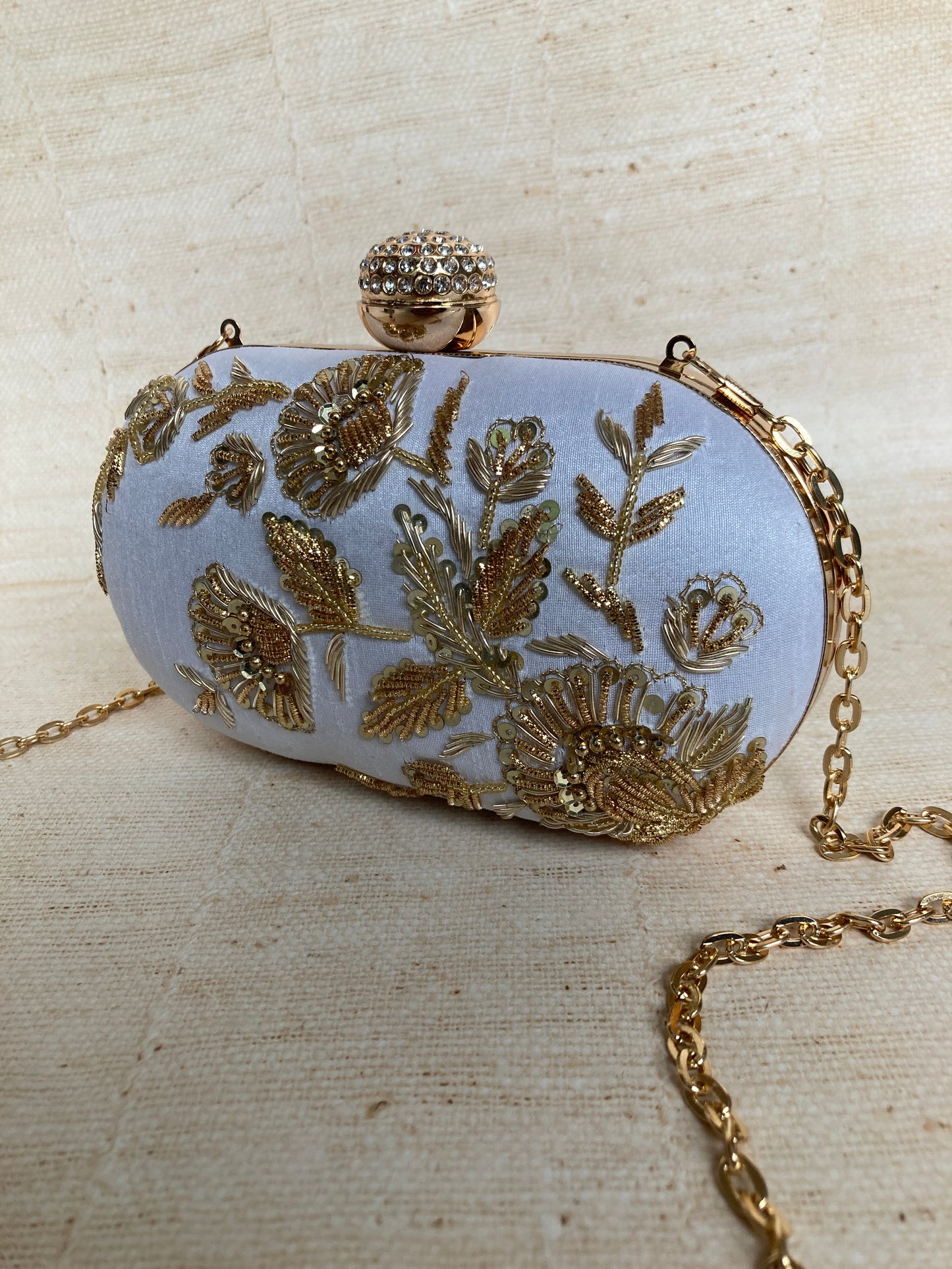 Avneet Oval Clutch (ST1076) (Off White)