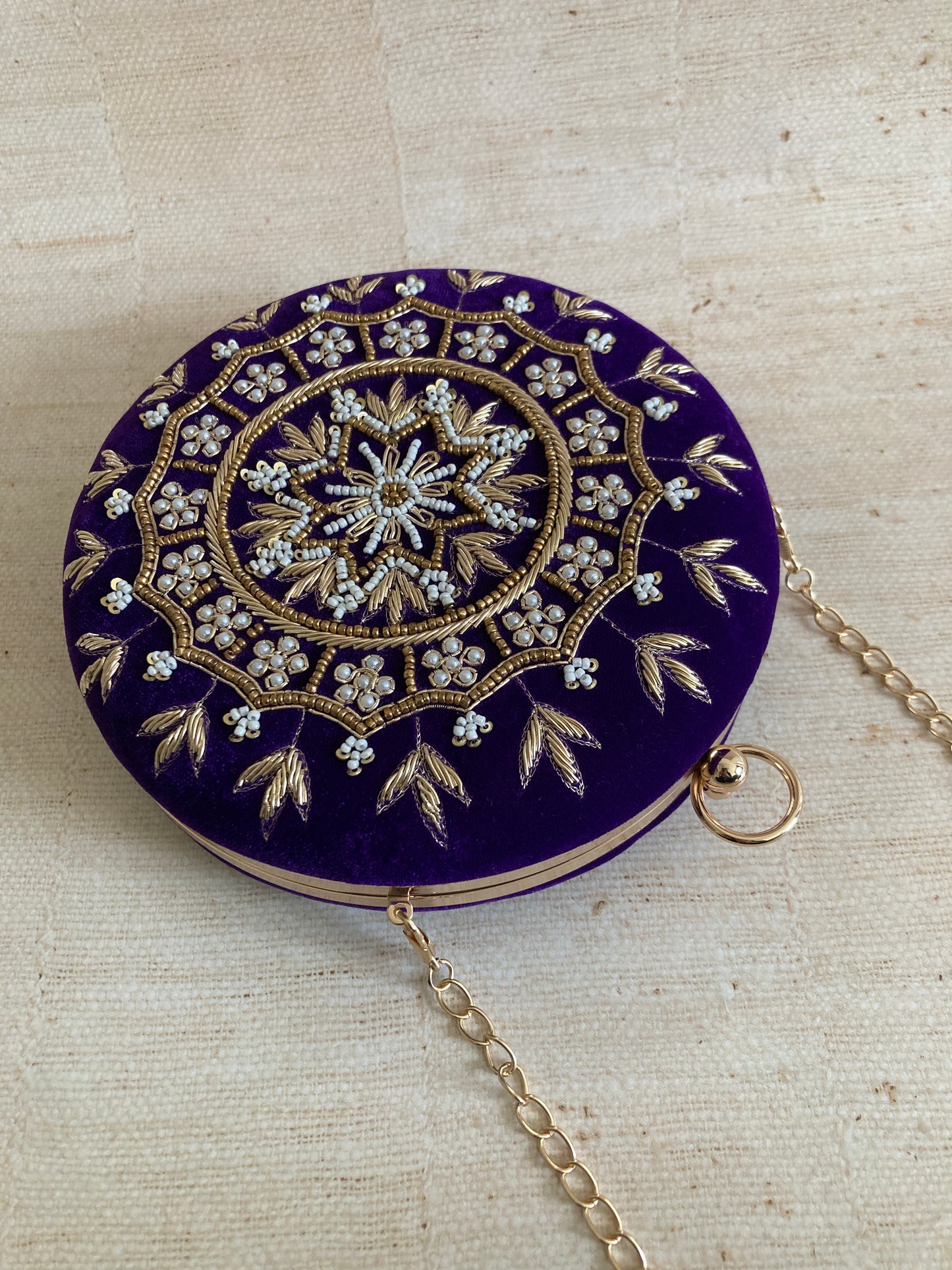 Aarza Purple Velvet Bangle Clutch (ST735)