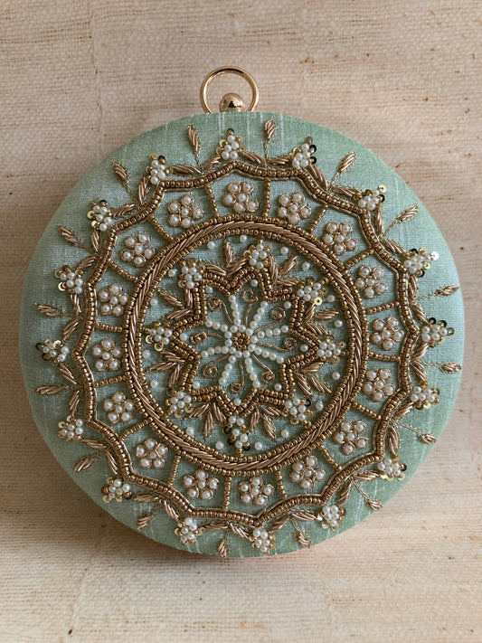 Aarza Mint Green Bangle Clutch (ST735)