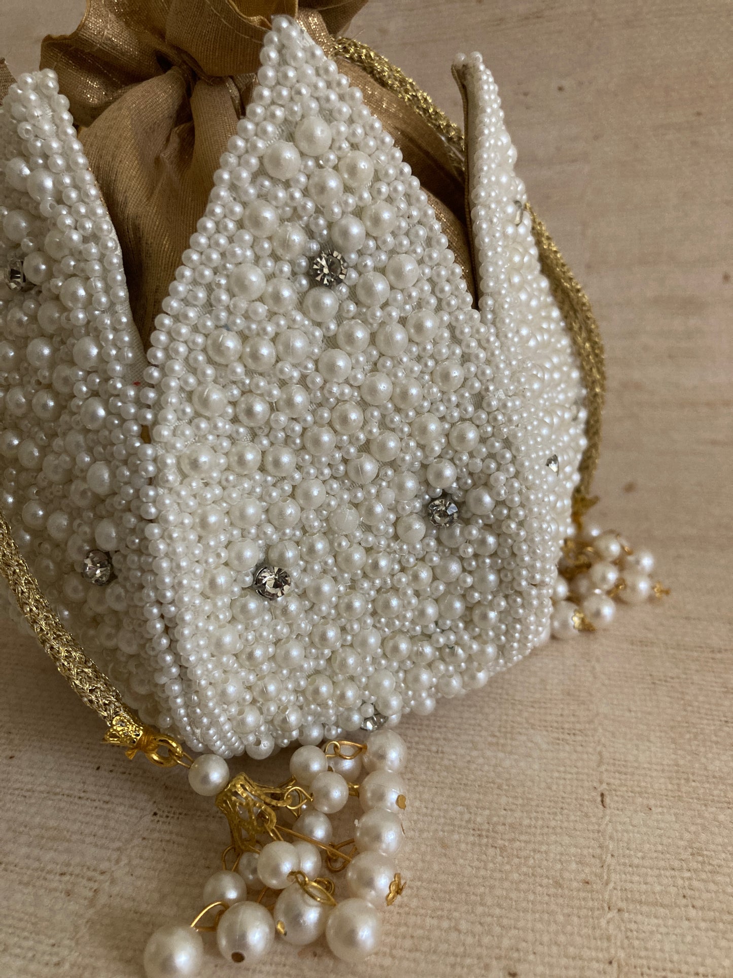 Jasmine Potli (Pearl Embellished White) (ST148)