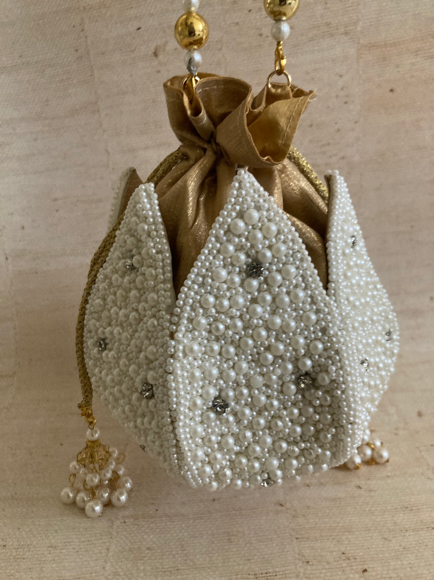 Jasmine Potli (Pearl Embellished White) (ST148)