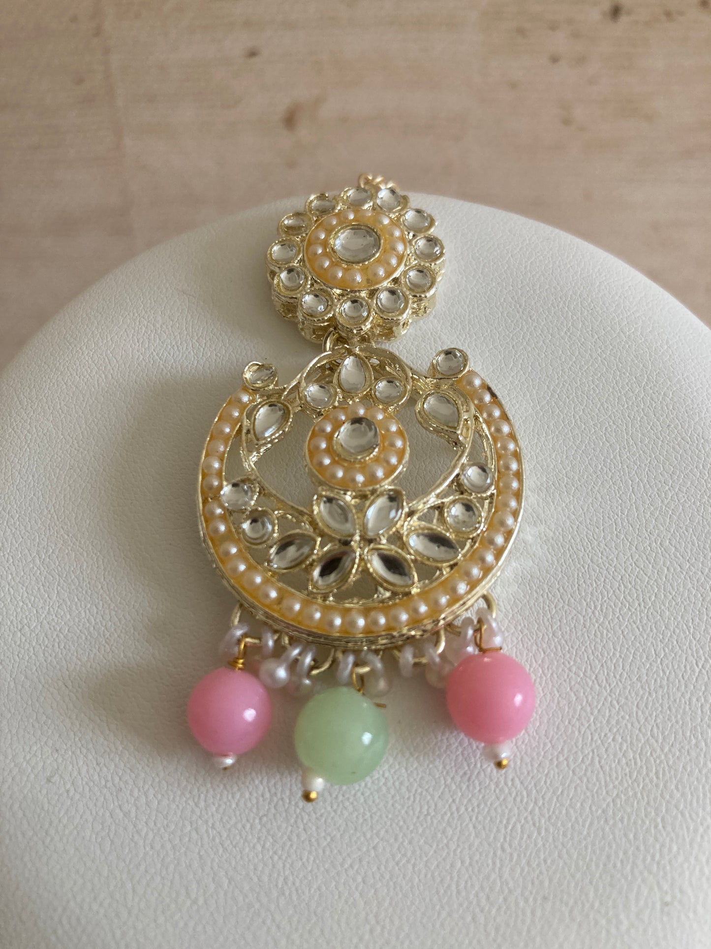 Deepika Lightweight Gold Plated Pearl Choker Set (ST875) (Mint And Pink)