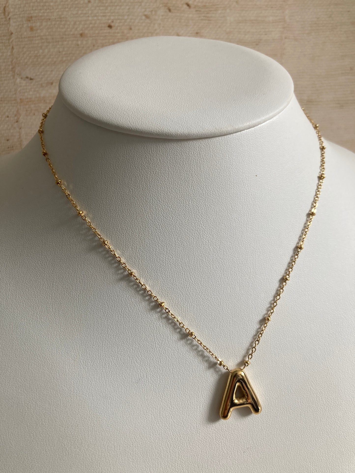 18k Gold Plated A Initial Pendant Necklace (ST894)