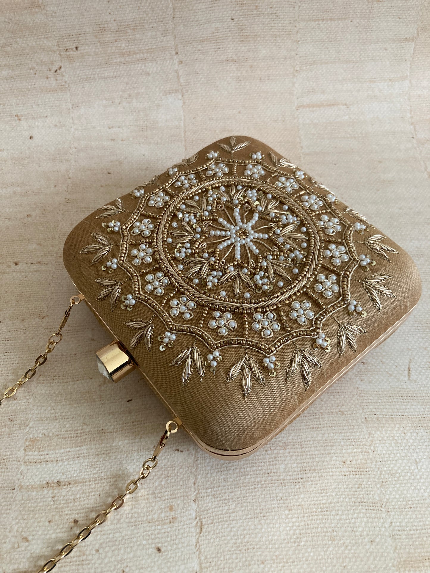 Kiran Gold Mandala Design Square Clutch (ST901)