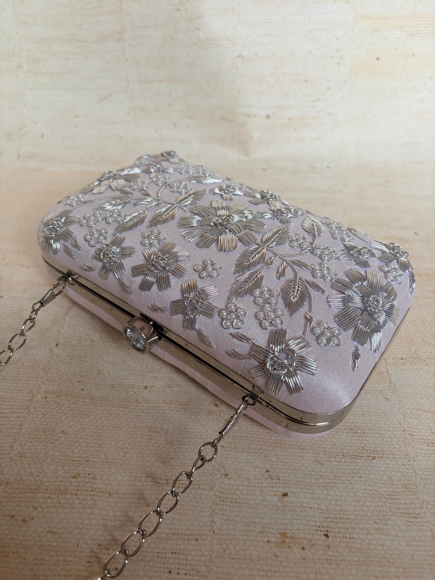 Alina (Rectangular Clutch) (Pink Silver) (ST859)