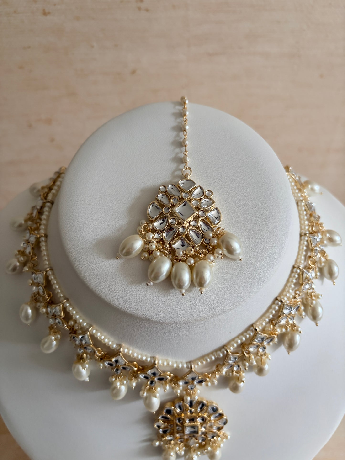 Ruhani White Kundan Gold Plated Pearl Set (ST1106)