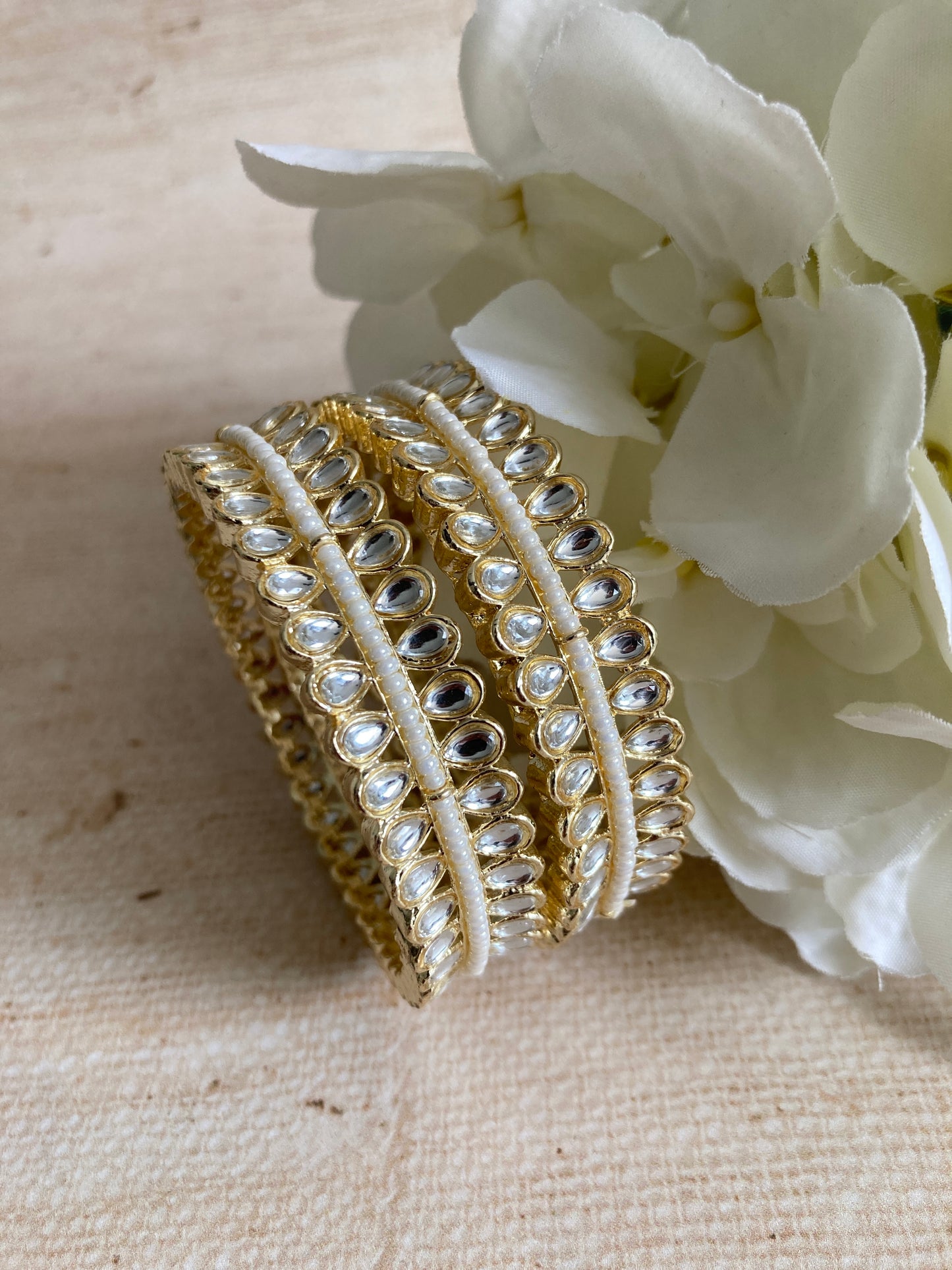 Hargun Gold Plated Kundan Bangles 2.8 (ST936)