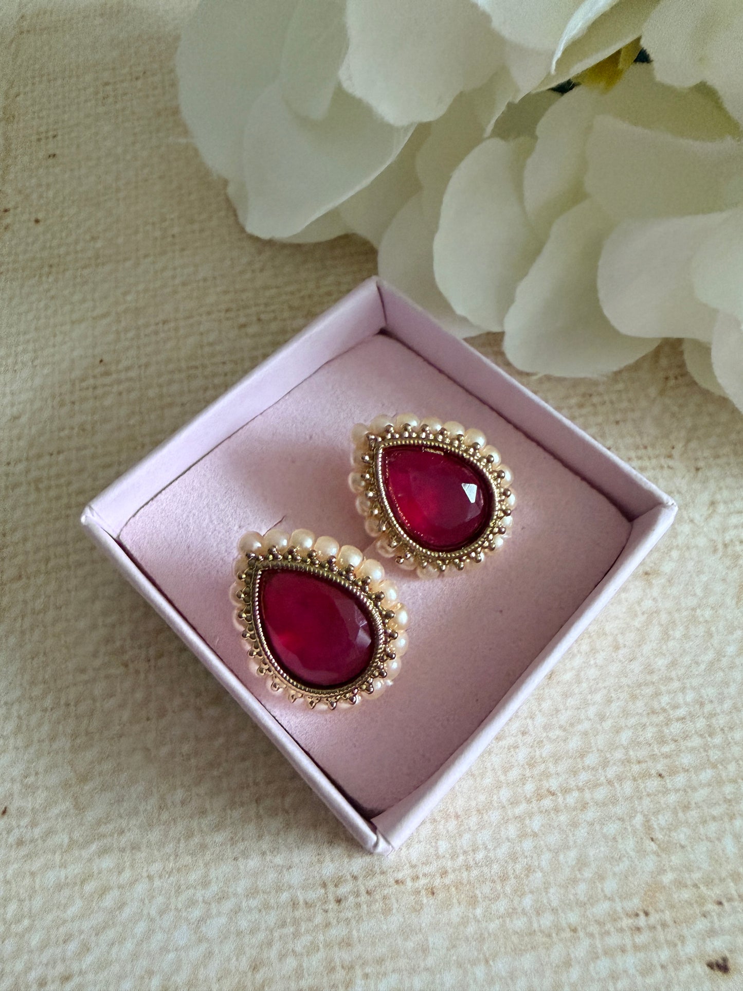 Maya Dark Pink Gold Stud Earrings (ST1035)