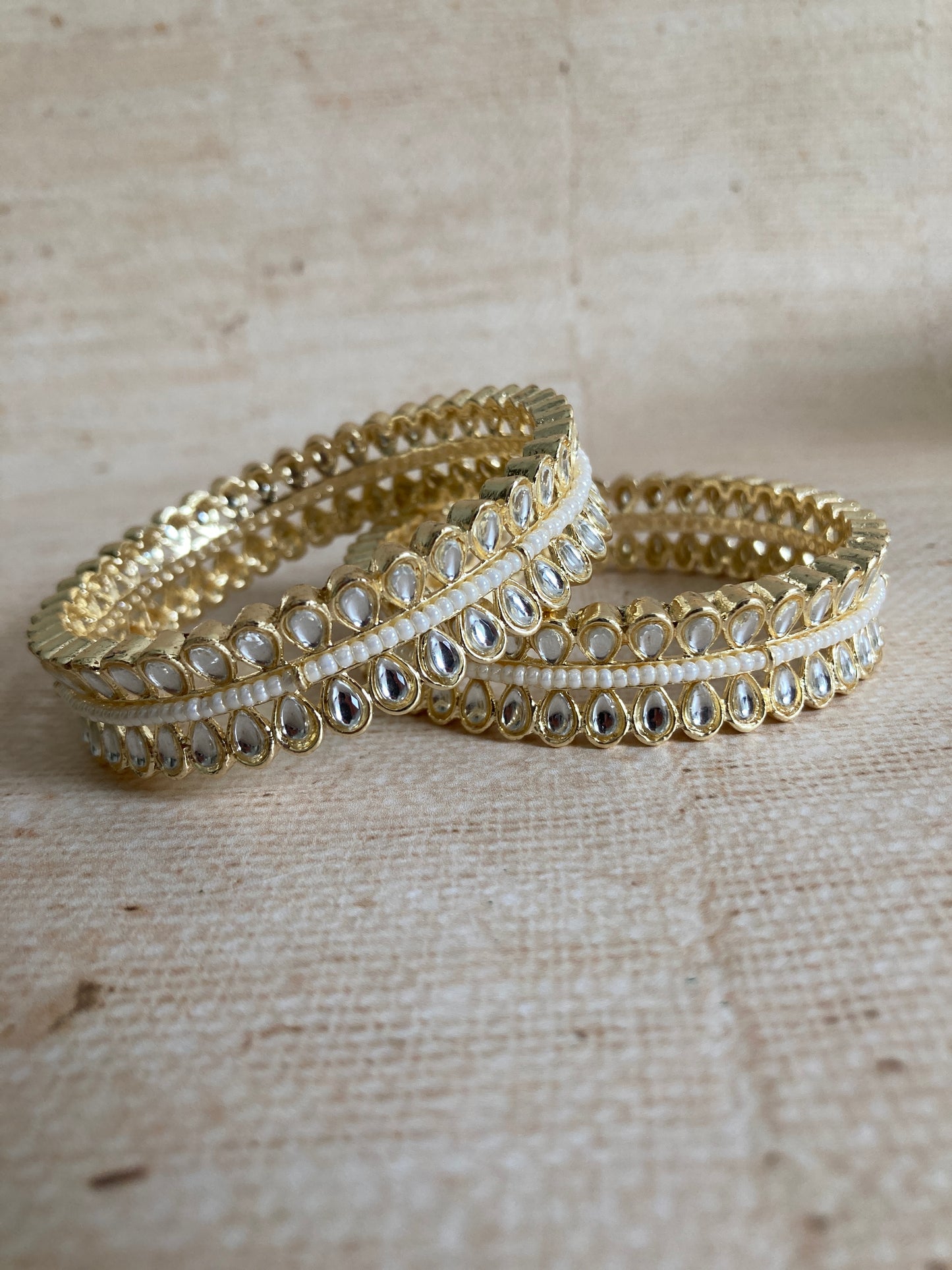 Hargun Gold Plated Kundan Bangles 2.8 (ST936)