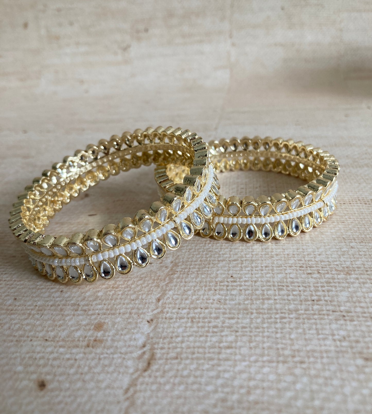Hargun Gold Plated Kundan Bangles 2.8 (ST936)