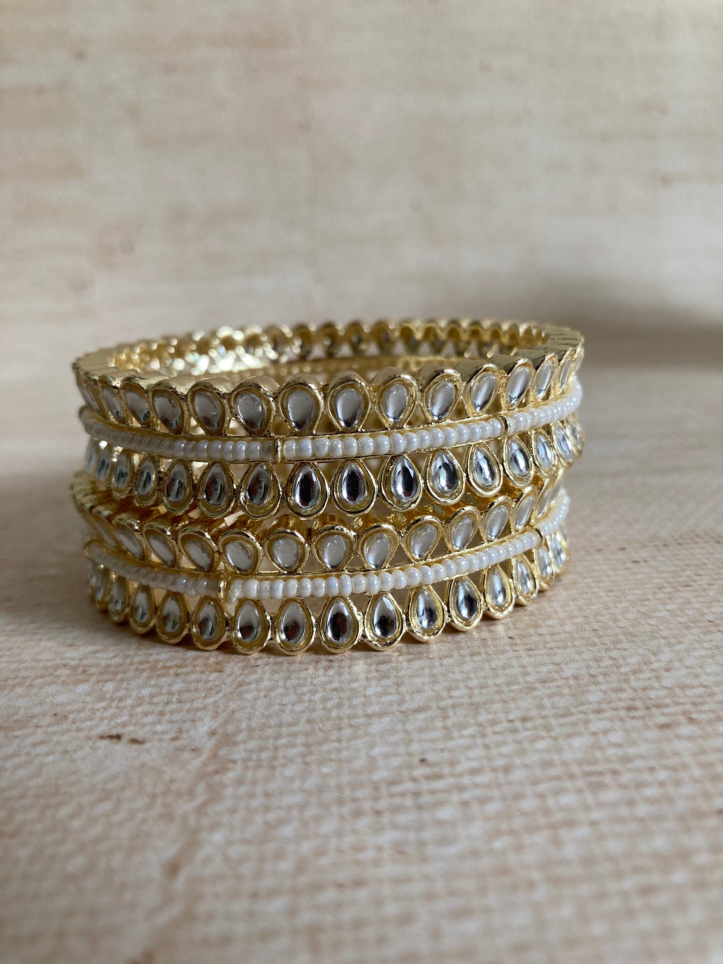 Hargun Gold Plated Kundan Bangles 2.8 (ST936)
