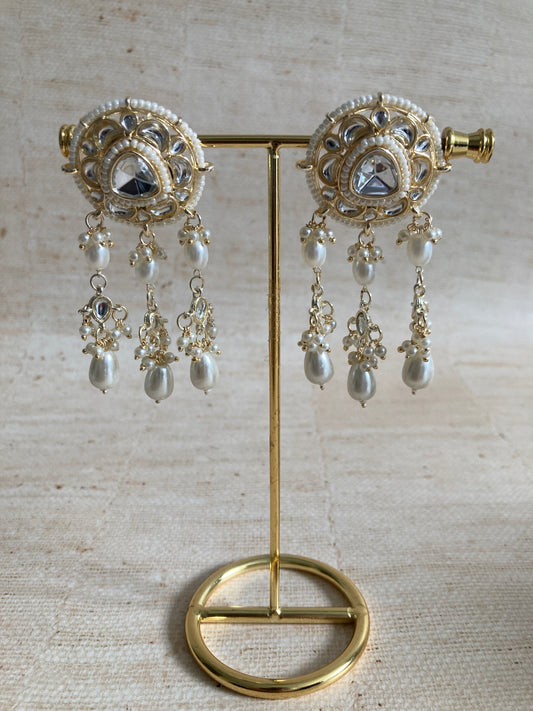 Pearl Dangle Gold Plated Kundan Earrings (ST937)