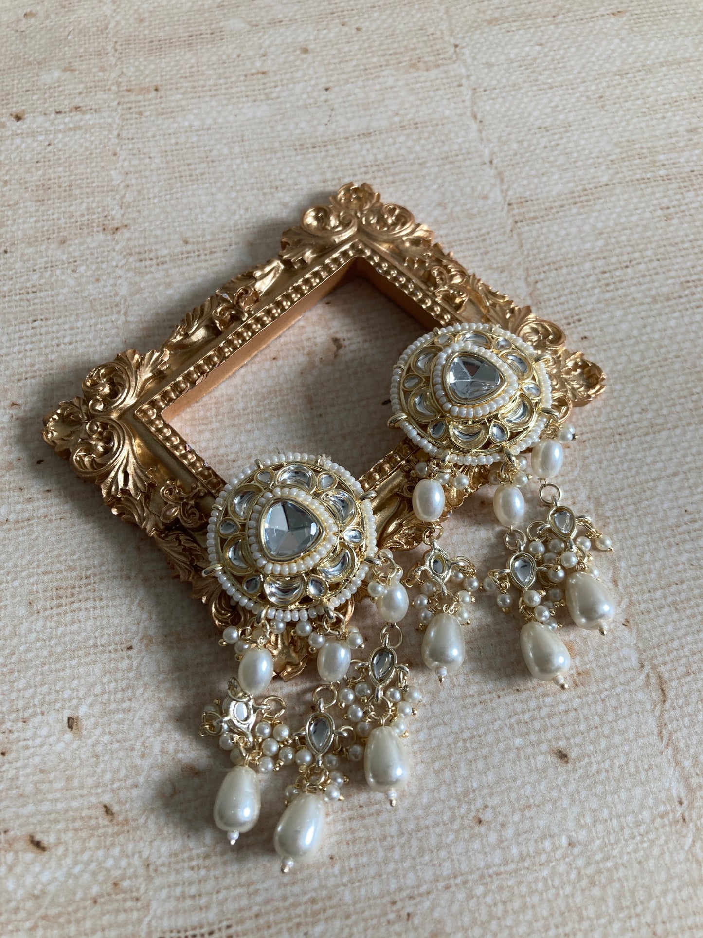 Pearl Dangle Gold Plated Kundan Earrings (ST937)